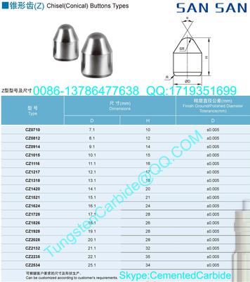 Tungsten Carbide Chisel(Conical) Buttons